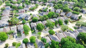 Birdseye view of a residential neighborhood